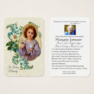 Jesus Floral Catholic Funeral Memorial Holy Card -