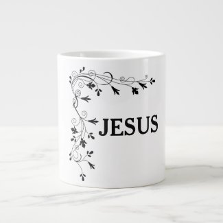 JESUS FLORAL CORNER BORDER LARGE COFFEE MUG