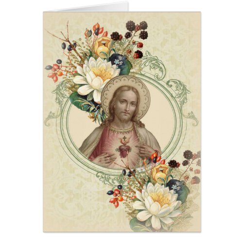 Jesus Floral Funeral Sympathy Holy Card Thank You