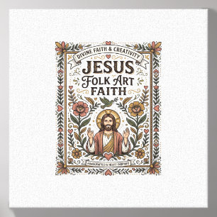 Jesus Folk Art Faith Jesus Folk Art Christian Fait Canvas Photo Tile
