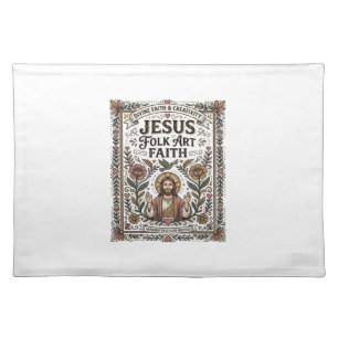 Jesus Folk Art Faith Jesus Folk Art Christian Fait Cloth Placemat