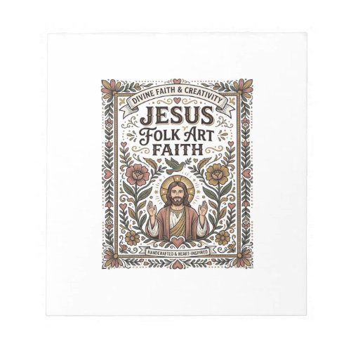 Jesus Folk Art Faith Jesus Folk Art Christian Fait Notepad