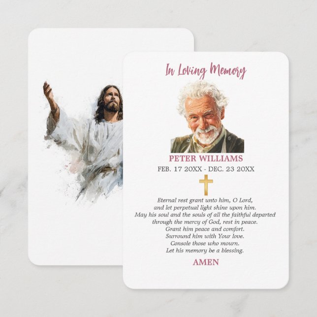 Jesus Forever in Our Hearts Memorial Funeral Card (Front/Back)