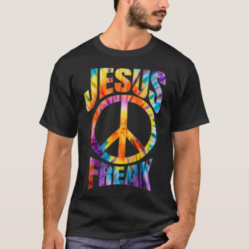 Jesus Freak  Christian Retro Tie Dye Lettering  T_Shirt