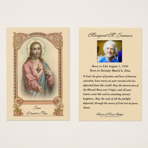Jesus Funeral Memorial Prayer Holy Card