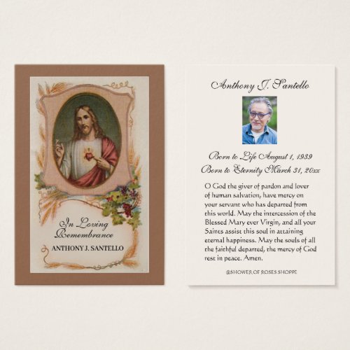 Jesus Funeral Memorial Prayer Religious Holy Card