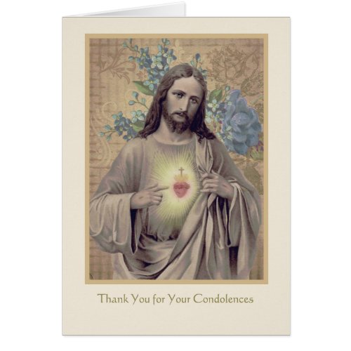Jesus  Funeral Sympathy Holy Card Thank You