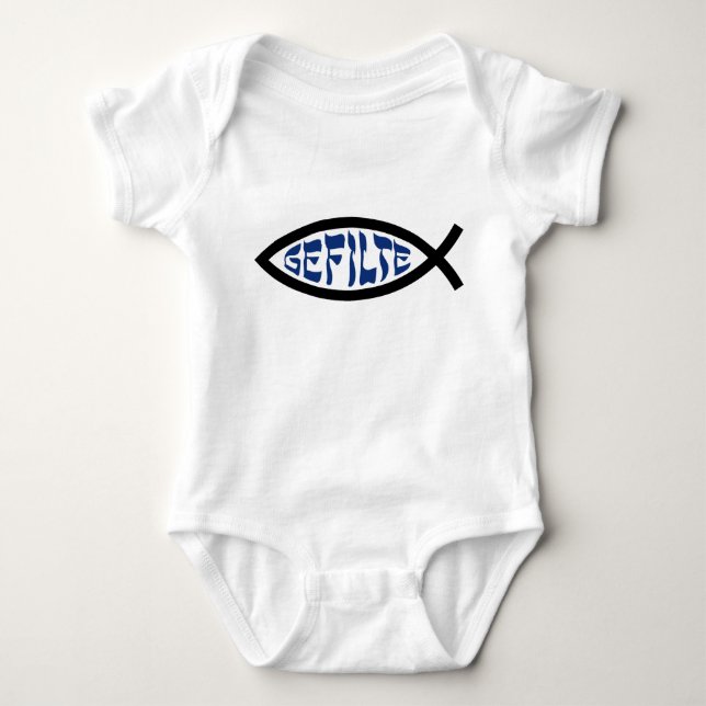 Jesus Gefilte Fish - Jewish Passover Humor Baby Bodysuit (Front)