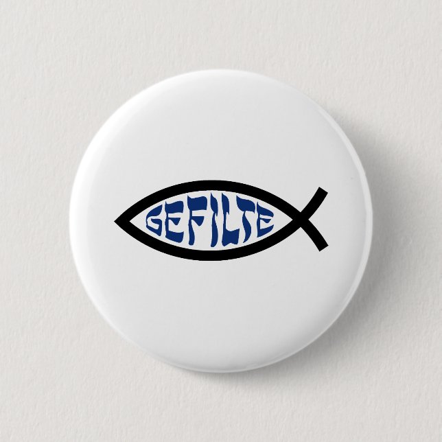 Jesus Gefilte Fish - Jewish Passover Humor Button (Front)