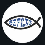 Jesus Gefilte Fish - Jewish Passover Humor Classic Round Sticker<br><div class="desc">Funny Jewish Humor Gefilte Fish T-Shirts & Gifts For Chanukah,  Passover,  or any Jewish Holiday.</div>