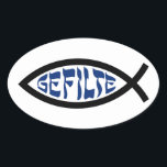 Jesus Gefilte Fish - Jewish Passover Humor Oval Sticker<br><div class="desc">Funny Jewish Humor Gefilte Fish T-Shirts & Gifts For Chanukah,  Passover,  or any Jewish Holiday.</div>