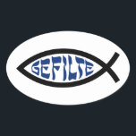 Jesus Gefilte Fish - Jewish Passover Humor Oval Sticker<br><div class="desc">Funny Jewish Humor Gefilte Fish T-Shirts & Gifts For Chanukah,  Passover,  or any Jewish Holiday.</div>