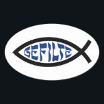 Jesus Gefilte Fish - Jewish Passover Humor Oval Sticker<br><div class="desc">Funny Jewish Humor Gefilte Fish T-Shirts & Gifts For Chanukah,  Passover,  or any Jewish Holiday.</div>