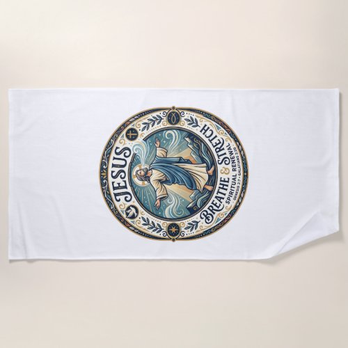 Jesus Gentle Movement Wellness Shirt Faith Based D Beach Towel