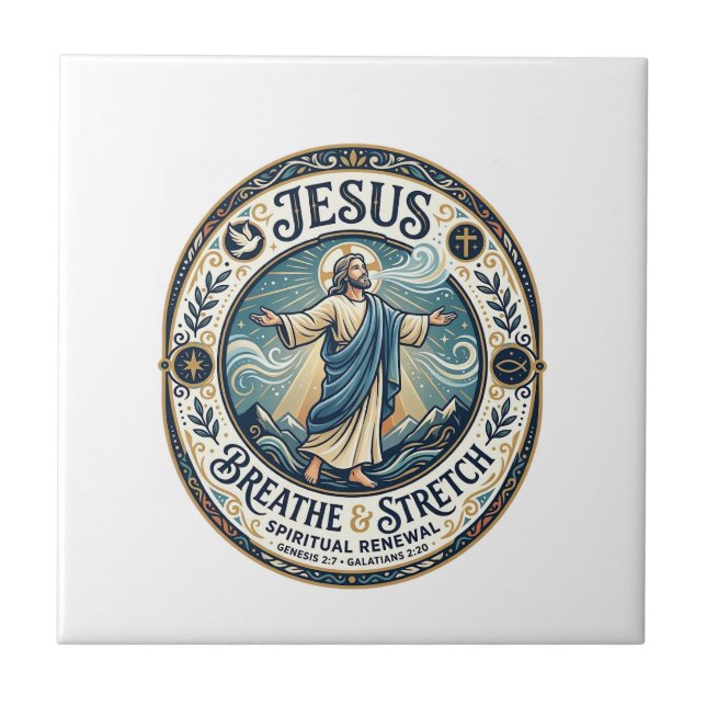 Jesus Gentle Movement Wellness Shirt Faith Based D Ceramic Tile (Front)