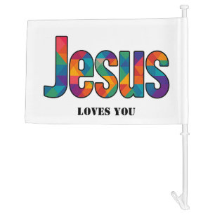 "Jesus" geometric design Car Flag