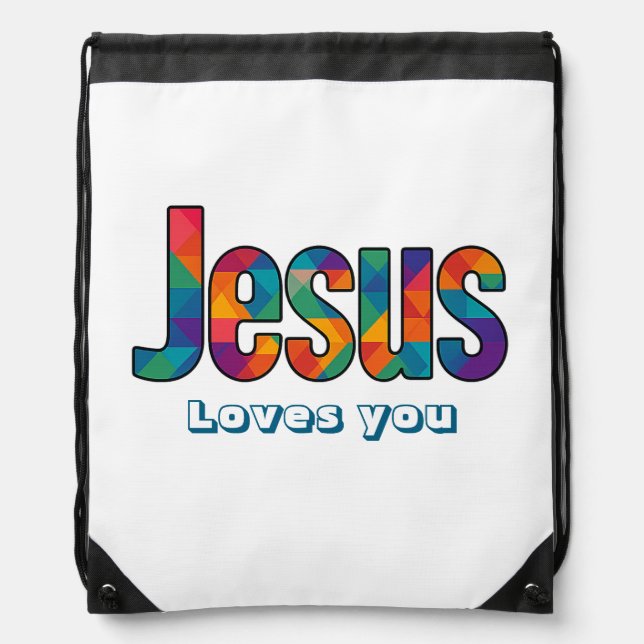 Jesus geometric design drawstring bag (Front)