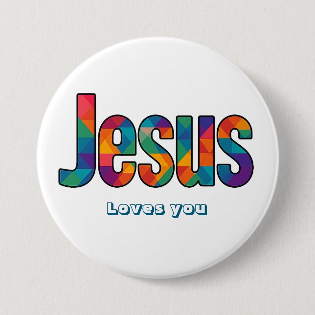 Jesus geometric pattern  button (Front)