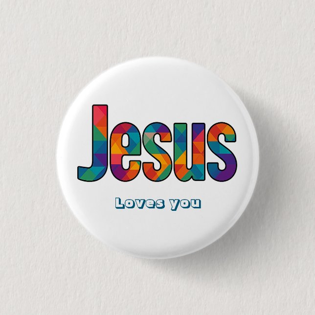 Jesus geometric pattern  button (Front)