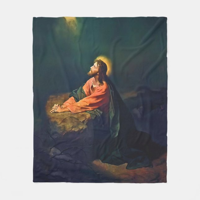 Jesus Gethsemane Agony Garden Mount Olives Hofman  Fleece Blanket (Front)