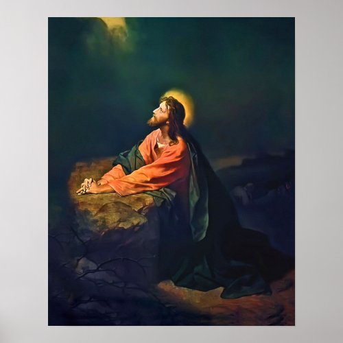 Jesus Gethsemane Agony Garden Mount Olives Hofman  Poster