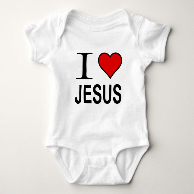 Jesus Gifts I Love Jesus Baby Bodysuit (Front)