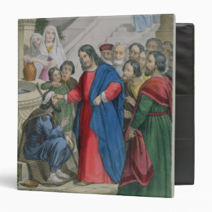 Jesus Gives Sight to One Born Blind, from a bible 3 Ring Binder