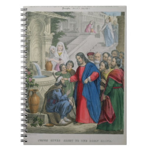 Jesus Gives Sight to One Born Blind, from a bible Notebook
