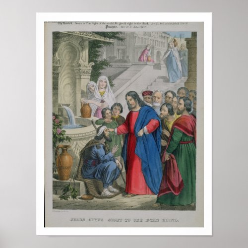 Jesus Gives Sight to One Born Blind from a bible Poster