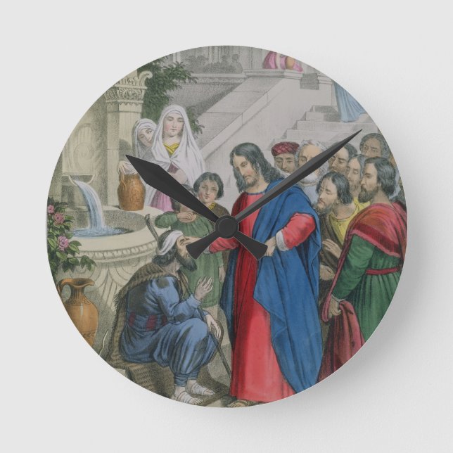 Jesus Gives Sight to One Born Blind, from a bible Round Clock (Front)