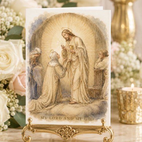 Jesus Gives the Holy Eucharist to Mother Mary Card
