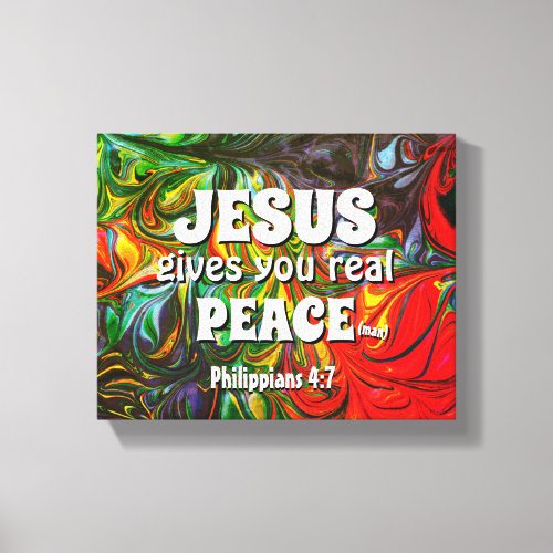 JESUS GIVES YOU REAL PEACE Abstract Green Canvas Print