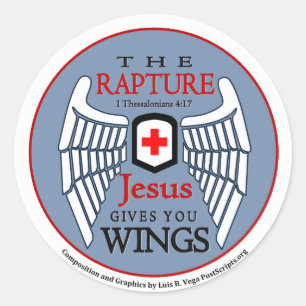 Jesus Gives You Wings - Rapture Classic Round Sticker