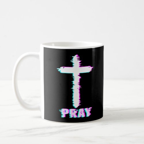 Jesus Glitch Pray Aesthetic Vaporwave Christian Coffee Mug