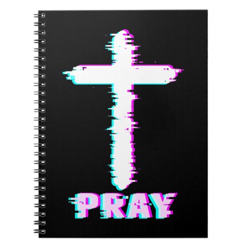 Jesus Glitch Pray Esthetic Vaporwave Christian Notebook
