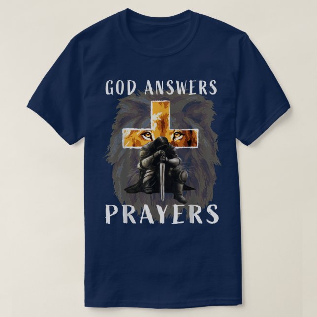 Jesus God Answers Prayers Warrior Men Christian Li T-Shirt (Design Front)