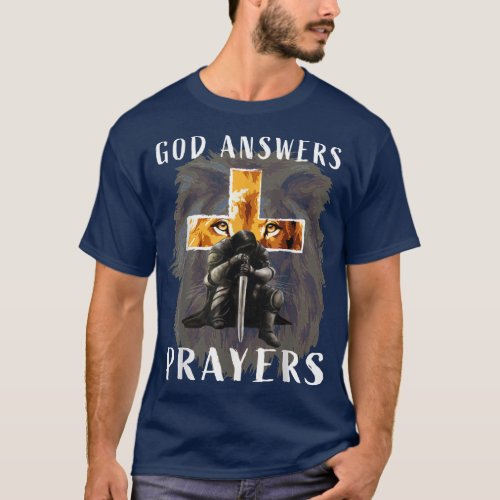 Jesus God Answers Prayers Warrior Men Christian Li T_Shirt