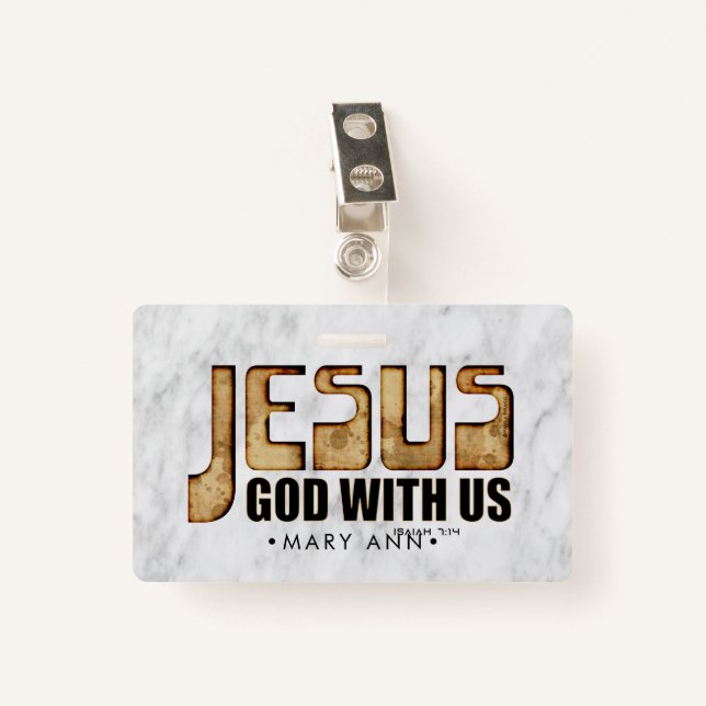 JESUS: God With Us Badge (Front with Clip)