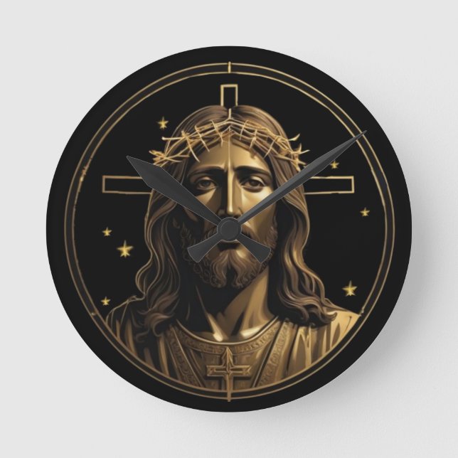 Jesus Gold 1 Round Clock (Front)