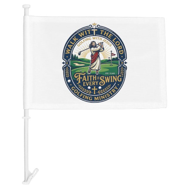 Jesus Golf Shirt Faith Based Design_1 Car Flag (Front)