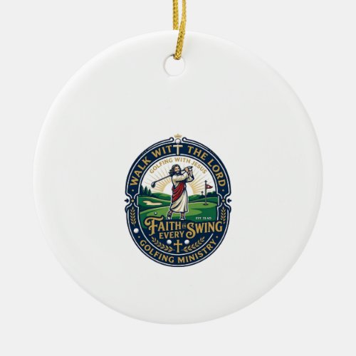 Jesus Golf Shirt Faith Based Design_1 Ceramic Ornament