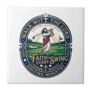 Jesus Golf Shirt Faith Based Design_1 Ceramic Tile