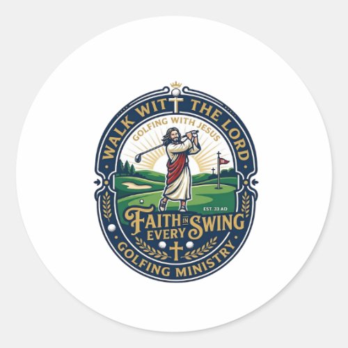 Jesus Golf Shirt Faith Based Design_1 Classic Round Sticker