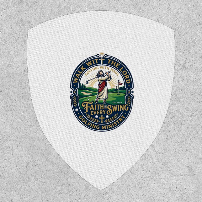Jesus Golf Shirt Faith Based Design_1 Patch (Front)