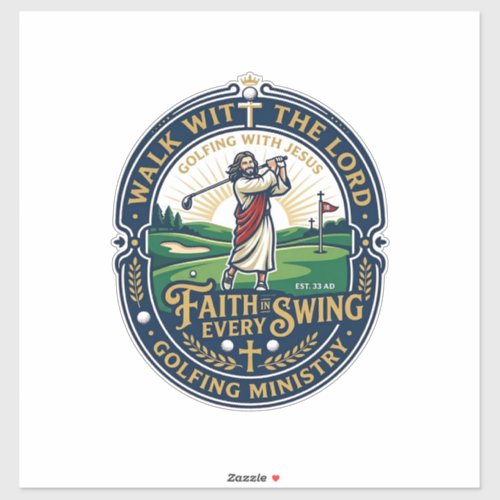 Jesus Golf Shirt Faith Based Design_1 Sticker