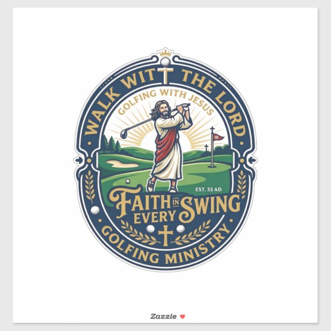 Jesus Golf Shirt Faith Based Design_1 Sticker (Sheet)