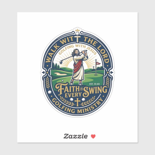Jesus Golf Shirt Faith Based Design_1 Sticker (Sheet)