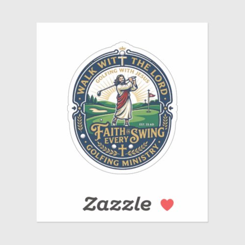 Jesus Golf Shirt Faith Based Design_1 Sticker