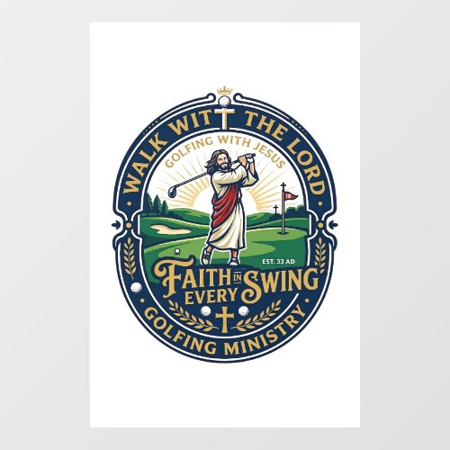 Jesus Golf Shirt Faith Based Design_1 Window Cling