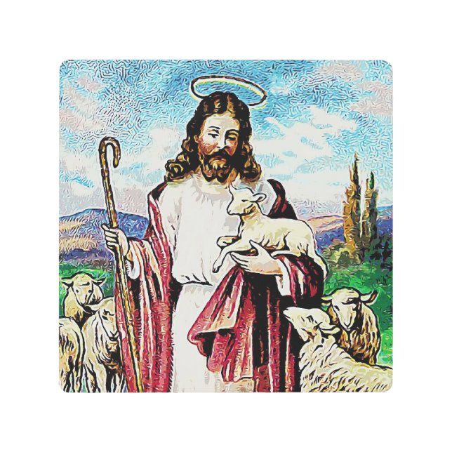 JESUS GOOD SHEPHARD CHRISTIAN METAL ART SIGN (Front)